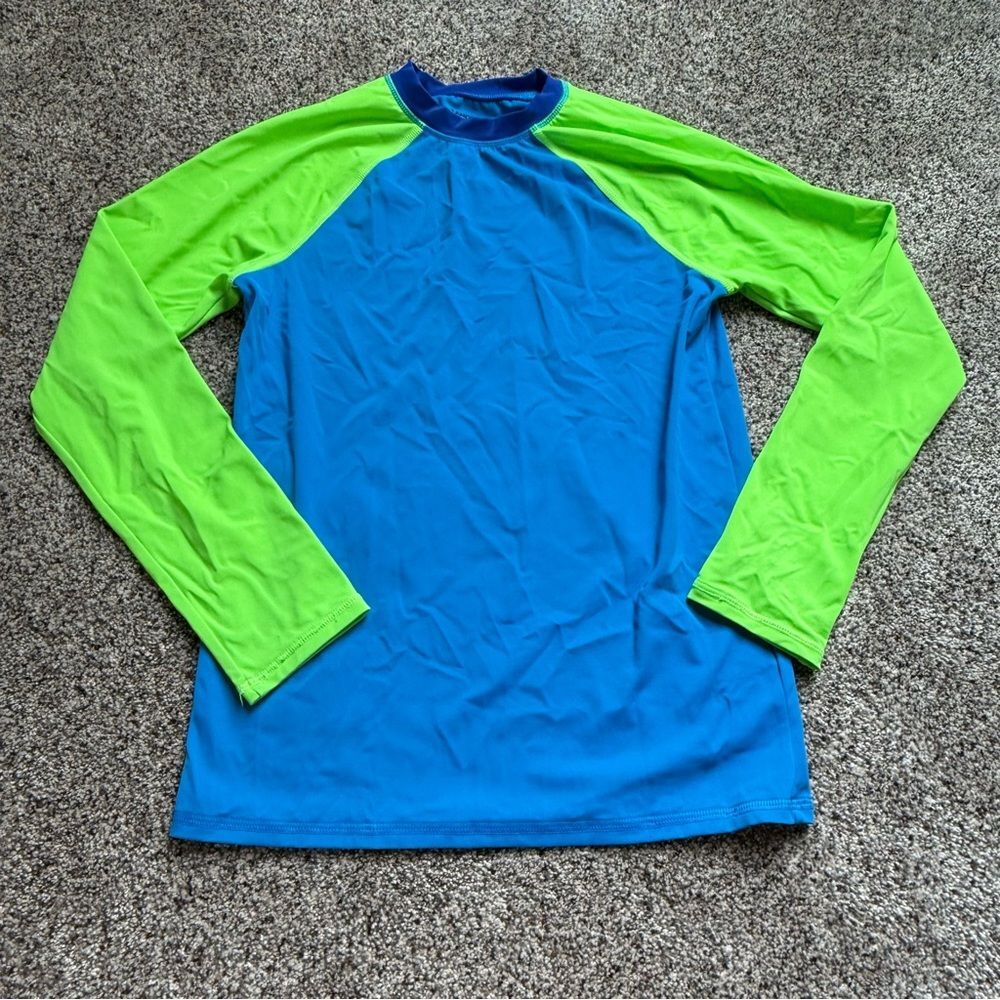 Kids Medium Lands end rash guard. Worn once. Blue Green. Perfect condition.